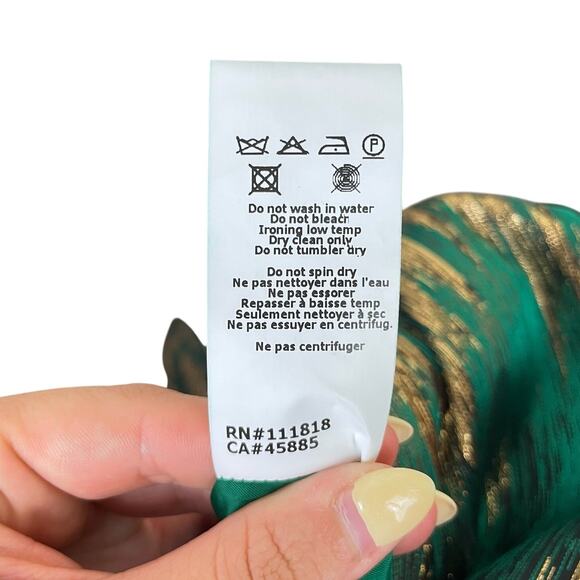 Michael Kors Emerald Green & Metallic Gold Sleeveless Fit & Flare Cocktail Dress - Picture 11 of 11